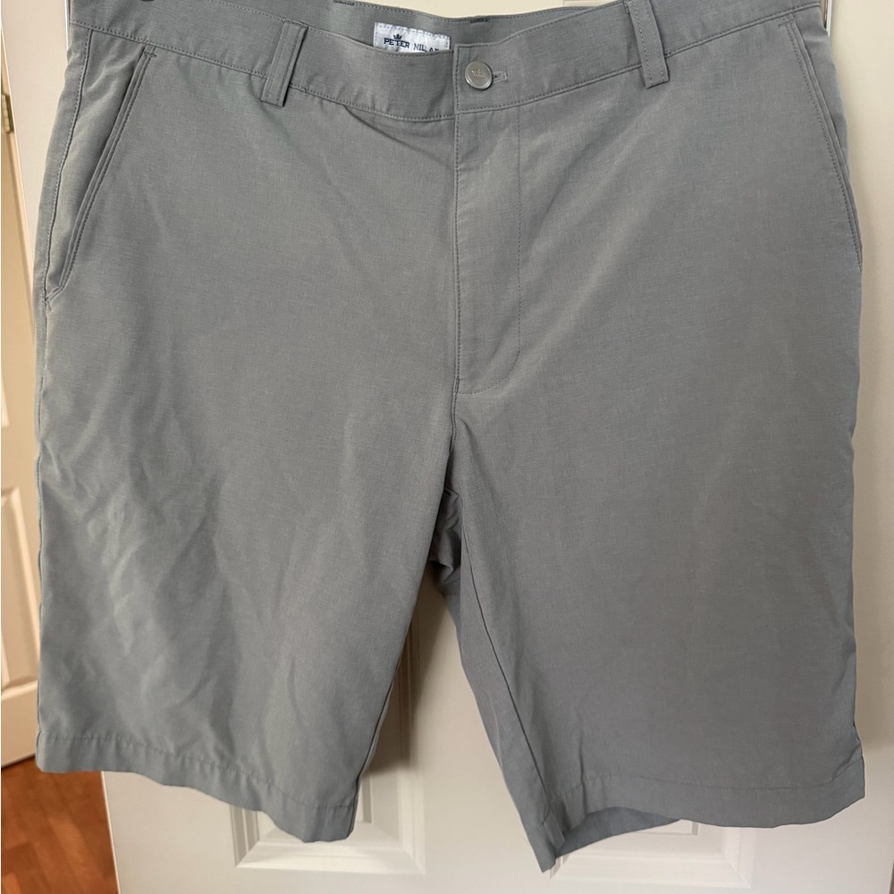 Peter Millar Gray Performance Flat-Front Shorts - image 1